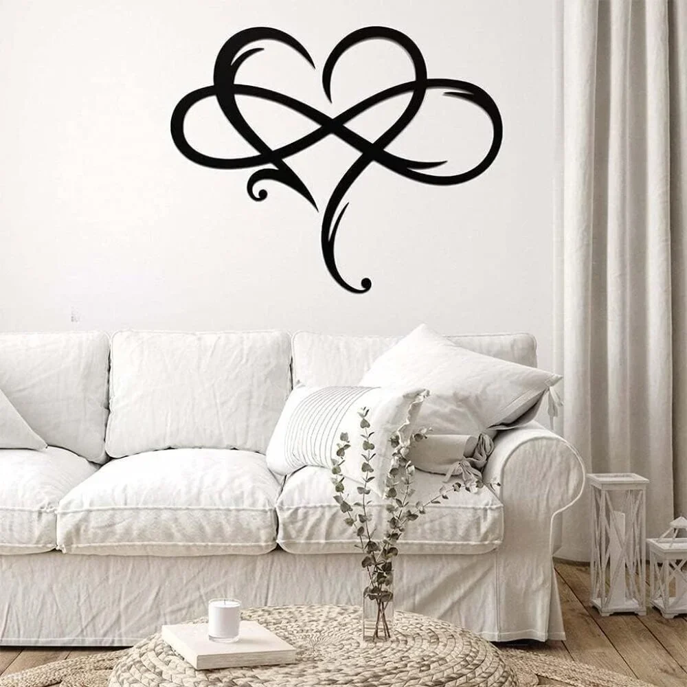 Romantic Infinity Heart Wall Decor - Durable Metal Love Sign 23.6x20.6inch